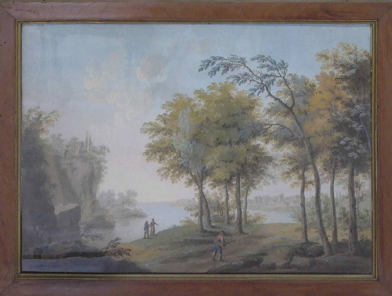 Paesaggio con lago e piante (dipinto) di Clerici Gaspare (sec. XIX)