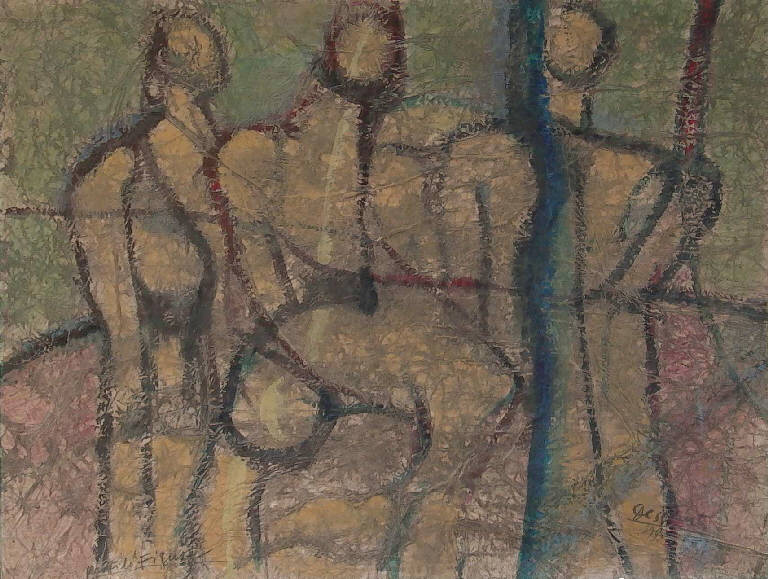 Profilo di figure, Figure stilizzate (dipinto) di Dessanti Cesco (sec. XX)