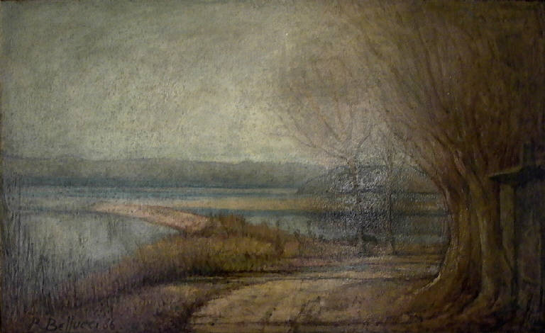 Inverno su Po (dipinto) di Bellucci Romeo (sec. XX)