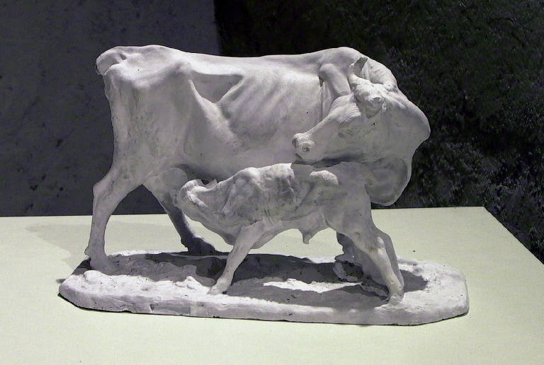 Mucca con vitello (gruppo scultoreo) di Mene Pierre Jules (sec. XIX)