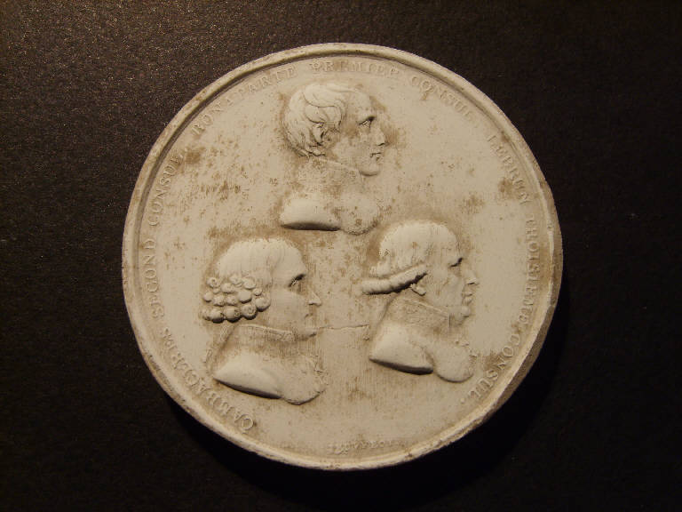 Ritratto dei consoli francesi Jean-Jacques Regis de Cambacérès secondo console, Napoleone Bonaparte primo console e Charles-François Lebrun (calco) - ambito italiano (prima metà sec. XIX)