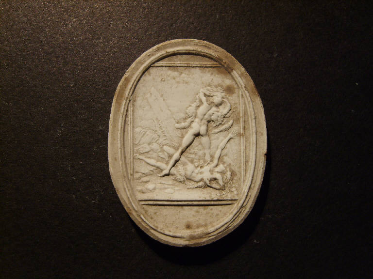 Scena mitologica con figura maschile e figura femminile con pelle di leone (calco) - ambito italiano (prima metà sec. XIX)