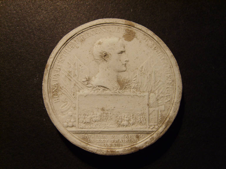 Medaglia commemorativa di Napoleone primo console, Ritratto di Napoleone Bonaparte (calco) - ambito italiano (prima metà sec. XIX)