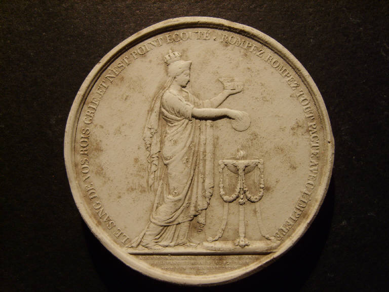 Medaglia commemorativa di Enrico IV, Allegoria della Francia che compie sacrifici (calco) - ambito italiano (secondo quarto sec. XIX)
