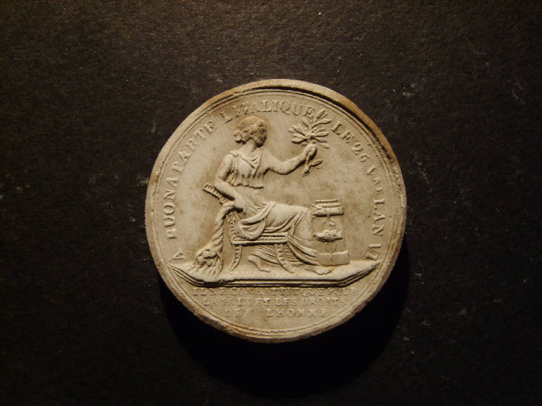 Medaglia commemorativa del trattato di Campoformio, Allegoria della Pace (calco) - ambito italiano (prima metà sec. XIX)