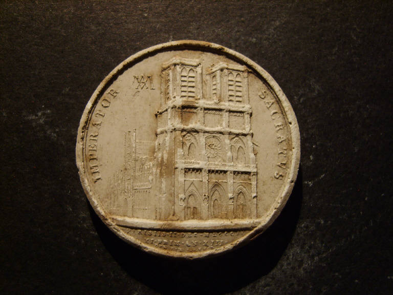 Medaglia commemorativa dell'incoronazione imperiale di Napoleone, Notre Dame di Parigi (calco) - ambito italiano (prima metà sec. XIX)