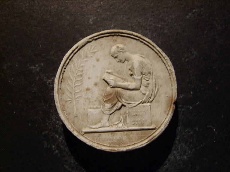 Medaglia commemorativa dell'organizzazione dell'istruzione pubblica in Francia, Allegoria dell'Istruzione pubblica (calco) - ambito italiano (prima metà sec. XIX)