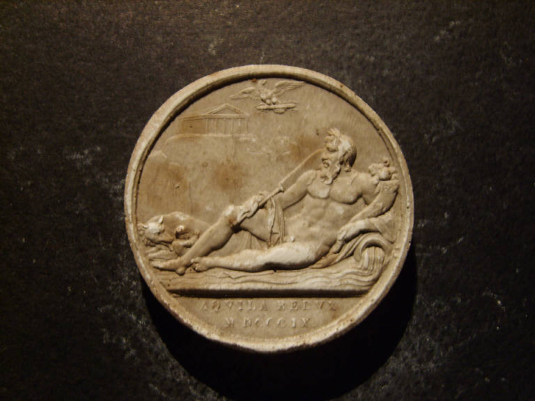 Medaglia commemorativa della riunione di Roma all'Impero, Allegoria di Roma riunita all'Impero (calco) - ambito italiano (prima metà sec. XIX)