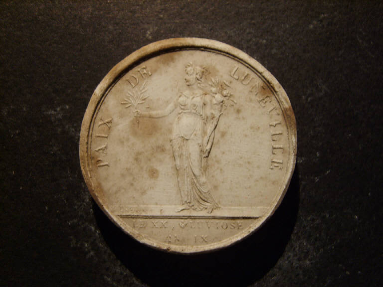 Medaglia commemorativa della pace di Luneville, Allegoria della Pace (calco) - ambito italiano (prima metà sec. XIX)