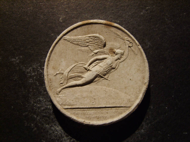 Medaglia commemorativa della battaglia di Montenotte, Vittoria alata (calco) - ambito italiano (prima metà sec. XIX)