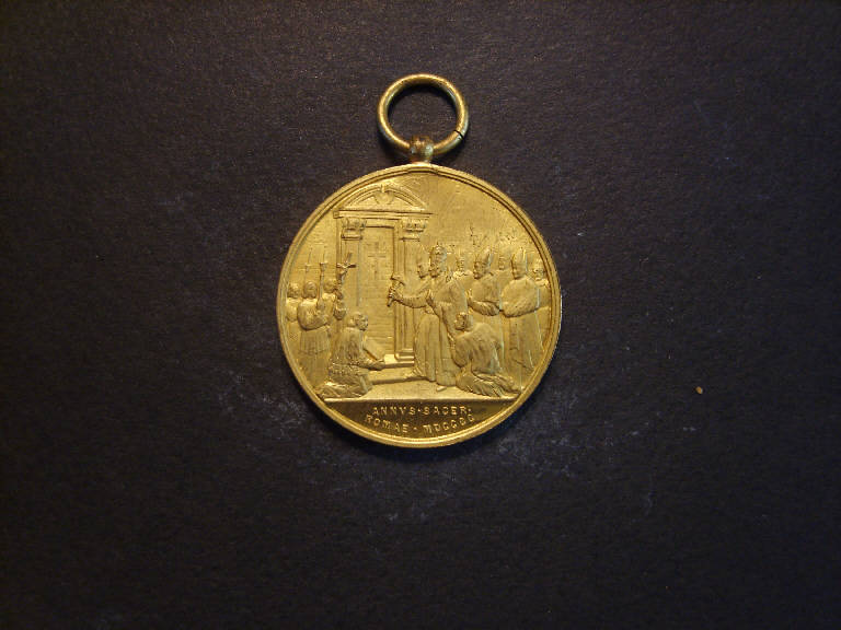 Ritratto di papa Leone XIII/ Apertura della Porta santa nel 1900 (medaglia) - ambito italiano (sec. XX)