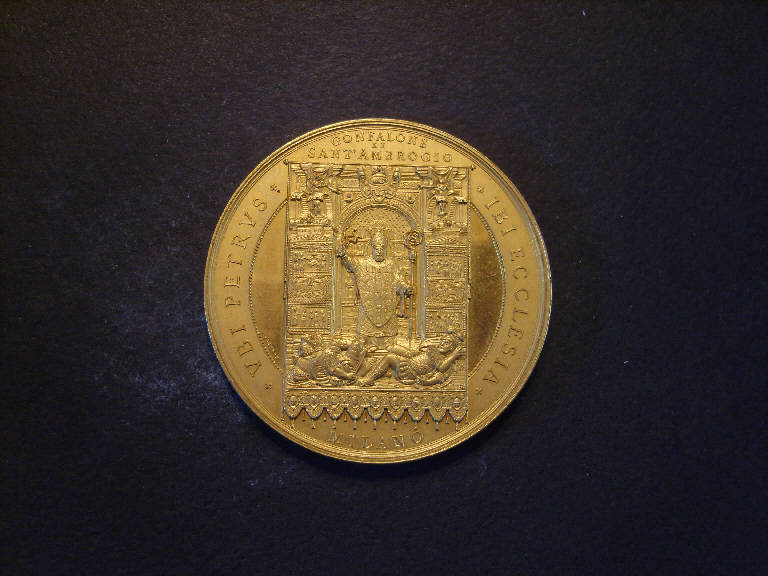 Stendardo di S. Ambrogio (medaglia) - ambito italiano (sec. XIX)