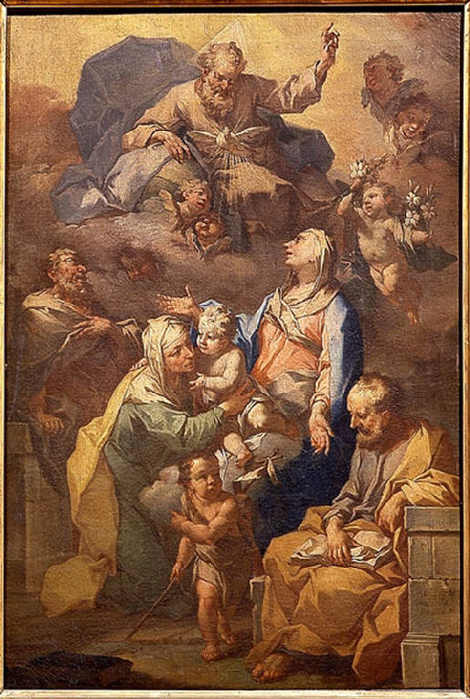Sacra Famiglia con Sant'Anna e l'Eterno (dipinto) di Ligari Giovanni Pietro (sec. XVIII)