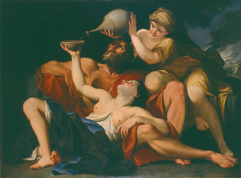 LOT E LE FIGLIE (dipinto) - ambito bolognese (seconda metà sec. XVIII)
