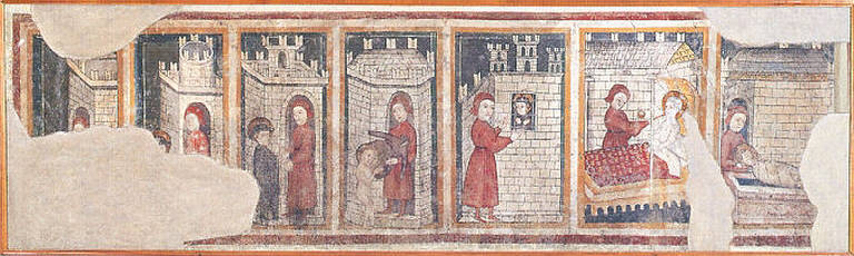 Opere di Misericordia corporale (dipinto murale) - ambito lombardo (ultimo quarto sec. XIV)