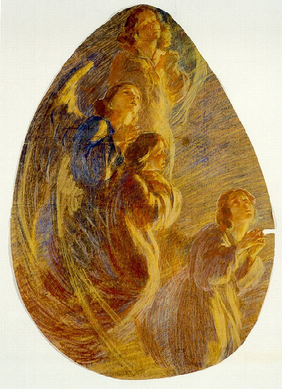 ANGELI IN PREGHIERA (disegno) di Fumagalli Eliseo (secondo quarto sec. XX)