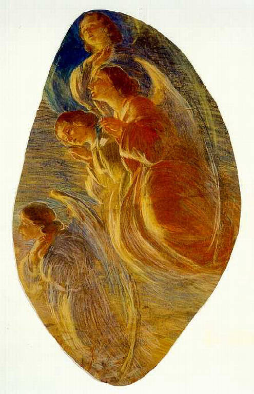 ANGELI IN PREGHIERA (disegno) di Fumagalli Eliseo (secondo quarto sec. XX)