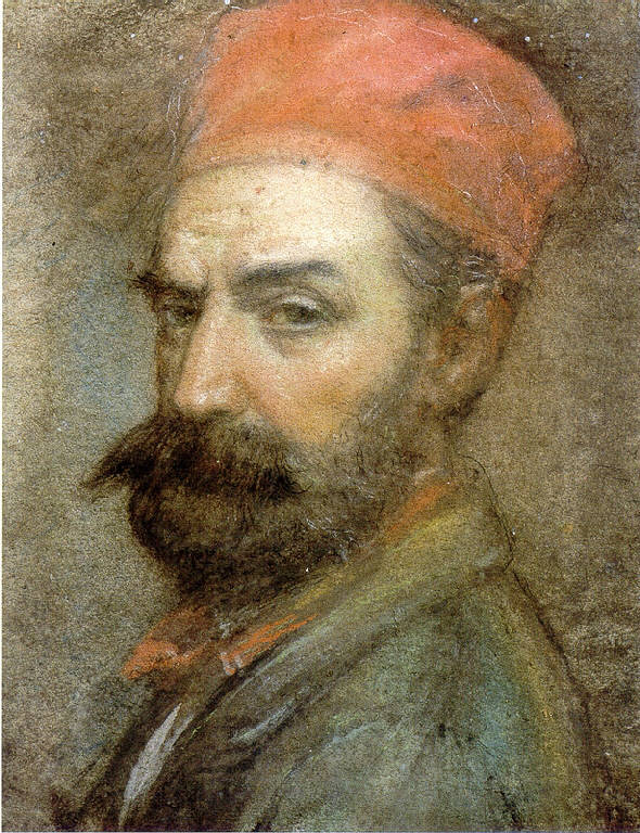 Autoritratto di Angelo Ligari con berretto rosso (disegno) di Ligari Angelo (attr.) (terzo quarto sec. XIX)