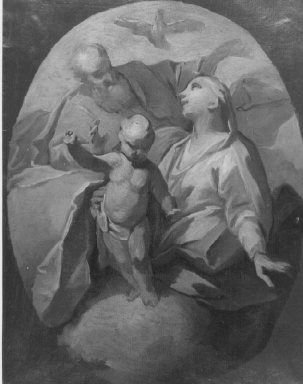 Immacolata Concezione con Bambino, Padre Eterno e Spirito Santo (dipinto) di Ligari Giovanni Pietro (sec. XVIII)