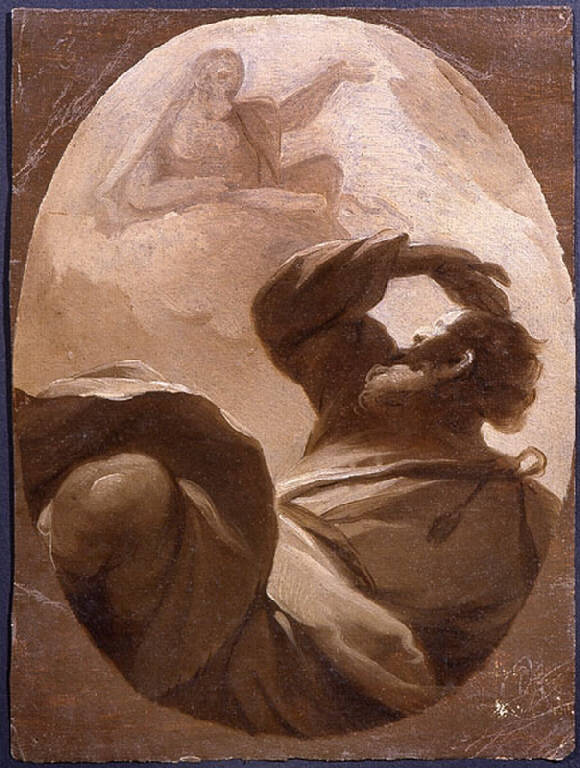 Apparizione divina e figura maschile (dipinto) di Ligari Giovanni Pietro (secondo quarto sec. XVIII)