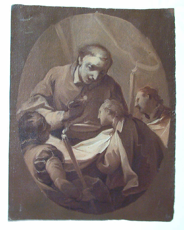 San Carlo comunica San Luigi Gonzaga (dipinto) di Ligari Giovanni Pietro (secondo quarto sec. XVIII)