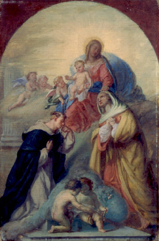 Madonna del Rosario con Bambino (dipinto) di Ligari Angelo (sec. XIX)