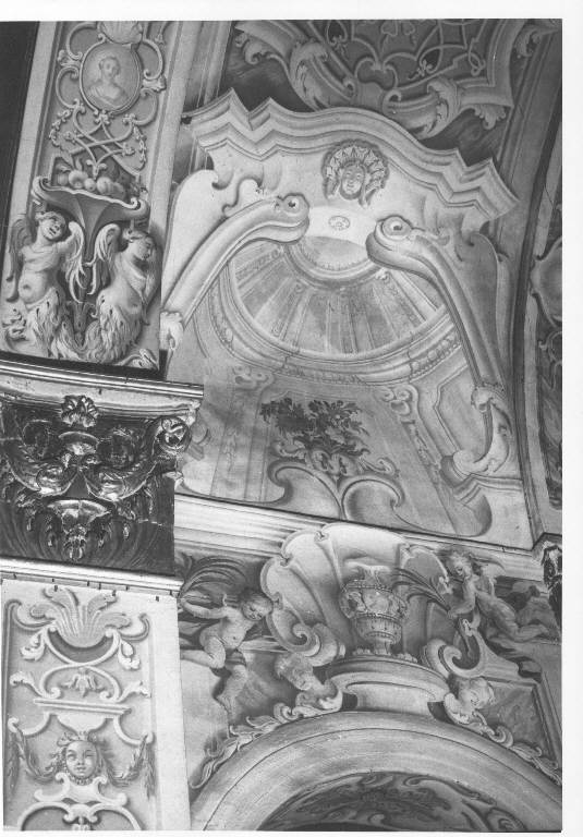 MOTIVI DECORATIVI ARCHITETTONICI CON ANGELI (dipinto murale) - ambito lombardo (sec. XVIII)
