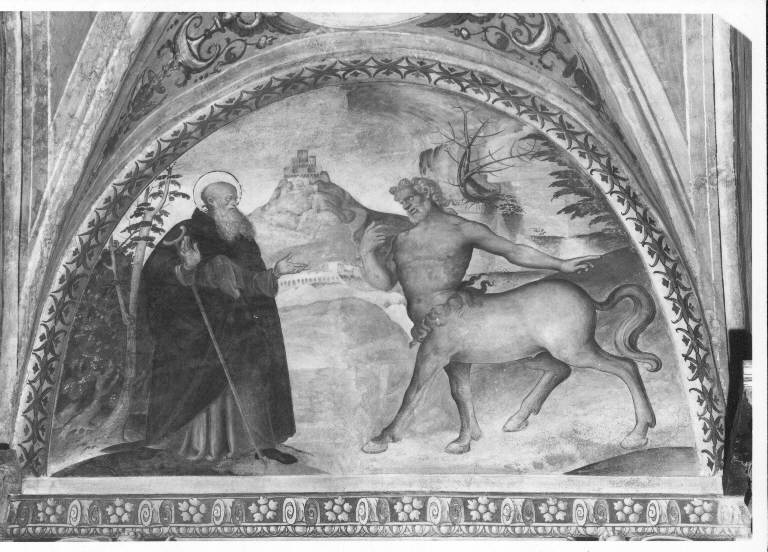 SANT'ANTONIO ABATE INCONTRA IL CENTAURO (dipinto murale) - ambito pavese (inizio sec. XVI)
