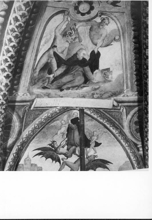 SANT'ANTONIO ABATE PERCOSSO DAI DEMONI (dipinto murale) (inizio sec. XVI)
