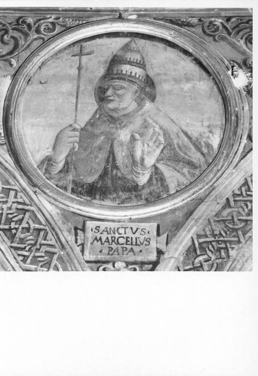 RITRATTO DI SAN MARCELLO PAPA (dipinto murale) - ambito lombardo (sec. XVI)