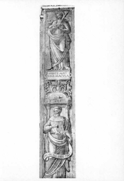 SANT'AGNESE CON FIGURA DI PROFETA (dipinto murale) (inizio sec. XVI)