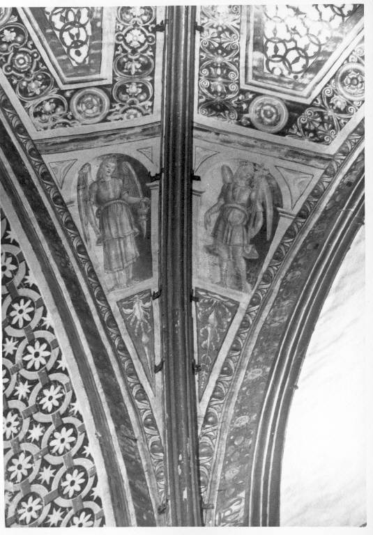MOTIVI DECORATIVI A GROTTESCHE CON ANGELI (dipinto murale) (inizio sec. XVI)