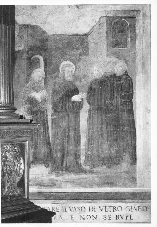 MIRACOLO DI SAN BENEDETTO (dipinto murale) - ambito lombardo (inizio sec. XVI)
