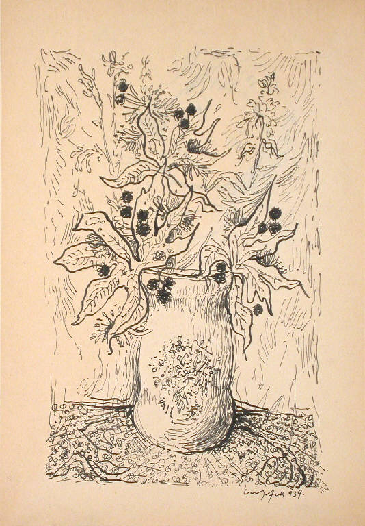 Senza titolo, Vaso con fiori (dipinto) di Crippa Luca (sec. XX)