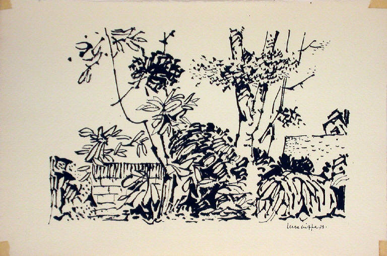 Senza titolo, Paesaggio con alberi (dipinto) di Crippa Luca (sec. XX)