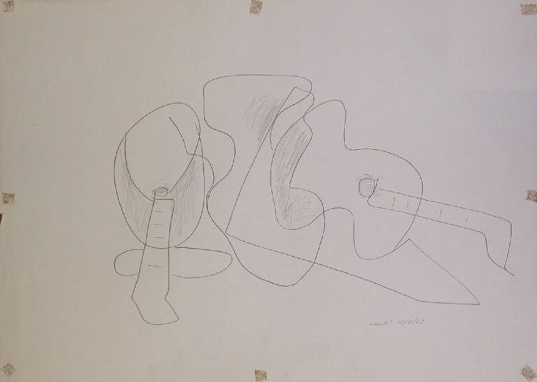 Senza titolo, Chitarre con coppa (disegno) di Chiti (sec. XX)