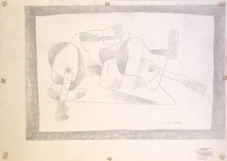 Senza titolo, Chitarre con coppa (disegno) di Chiti (sec. XX)