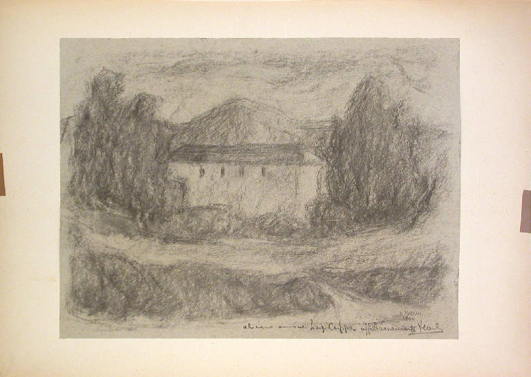 Senza titolo, Paesaggio rurale (disegno) di Marchi N. (sec. XX)