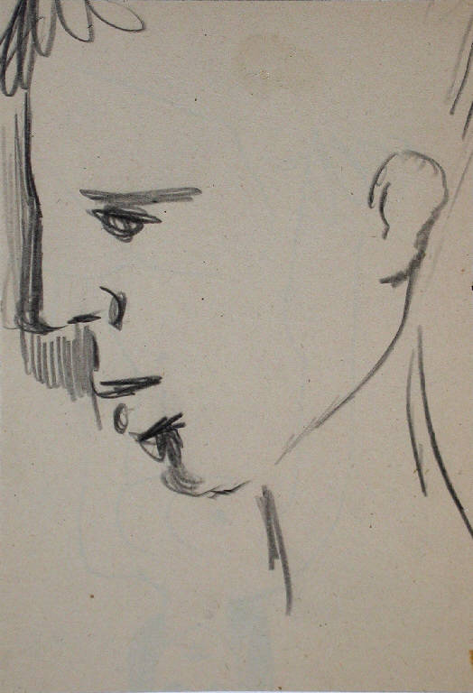 Senza titolo, Ritratto maschile di profilo (disegno) di Peverelli Cesare (seconda metà sec. XX)