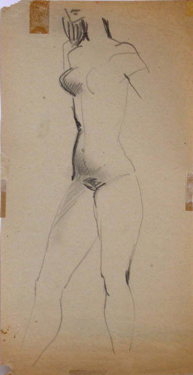 Senza titolo, Figura femminile nuda (disegno) di Peverelli Cesare (seconda metà sec. XX)
