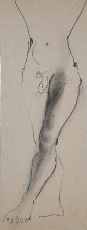 Senza titolo, Figura femminile nuda (disegno) di Peverelli Cesare (seconda metà sec. XX)