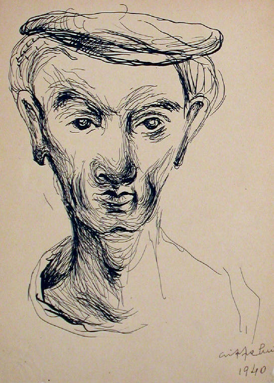 Senza titolo, Ritratto maschile (disegno) di Crippa Luca (sec. XX)
