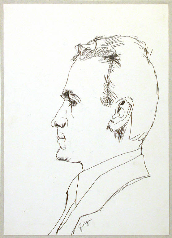 Ritratto di Luca Crippa, Figura maschile di profilo (disegno) di De Gaspari Giorgio (seconda metà sec. XX)