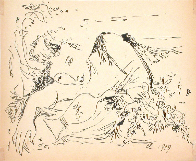 Senza titolo, Figura femminile distesa (dipinto) di Crippa Luca (sec. XX)