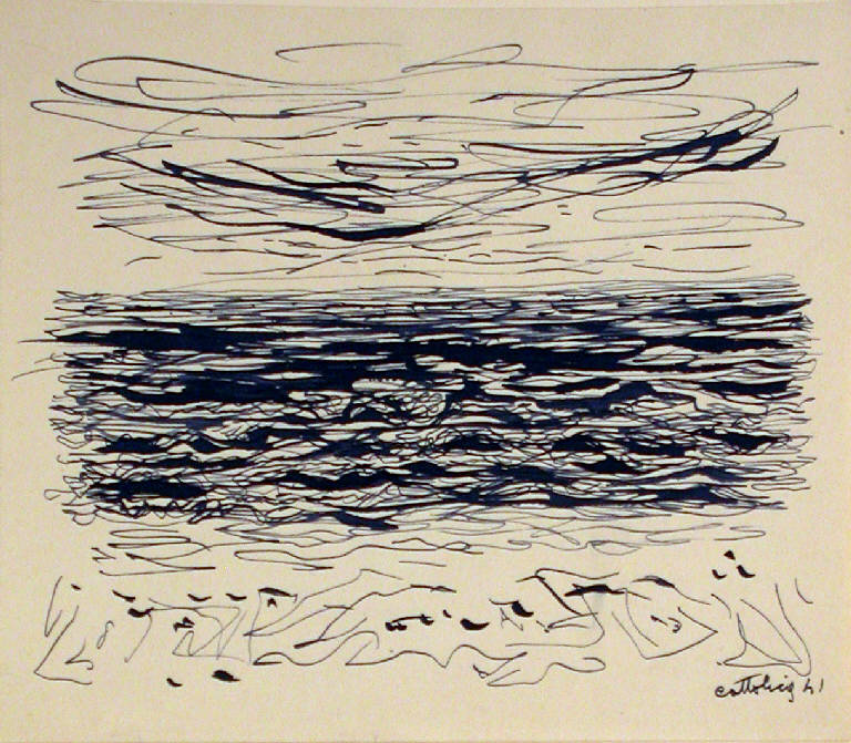 Senza titolo, Paesaggio marino (dipinto) di Crippa Luca (sec. XX)