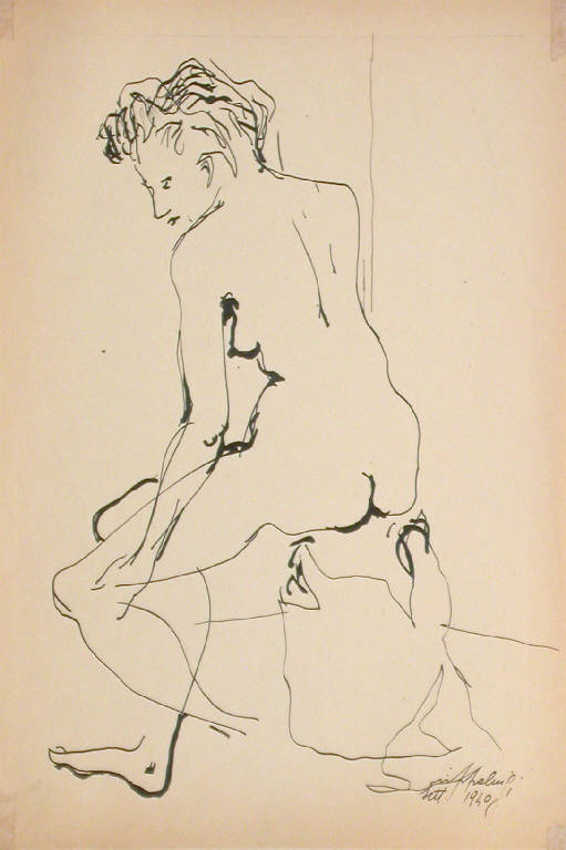 Senza titolo, Figura femminile nuda (dipinto) di Crippa Luca (sec. XX)