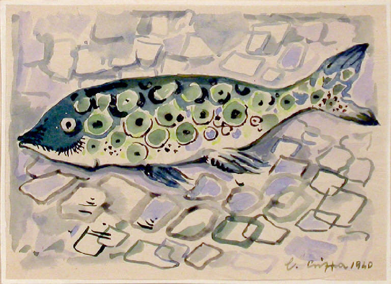 Senza titolo, Pesce (dipinto) di Crippa Luca (sec. XX)