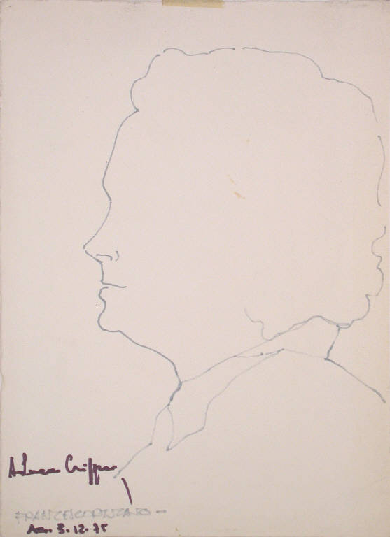 Profilo di Luca Crippa, Ritratto maschile di profilo (disegno) di Rinzato Francesco (attr.) (sec. XX)
