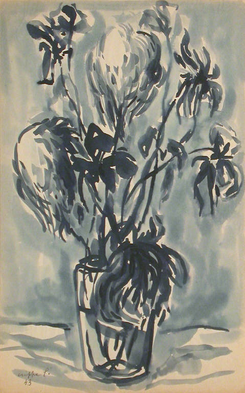 Senza titolo, Vaso con fiori (disegno) di Crippa Luca (sec. XX)