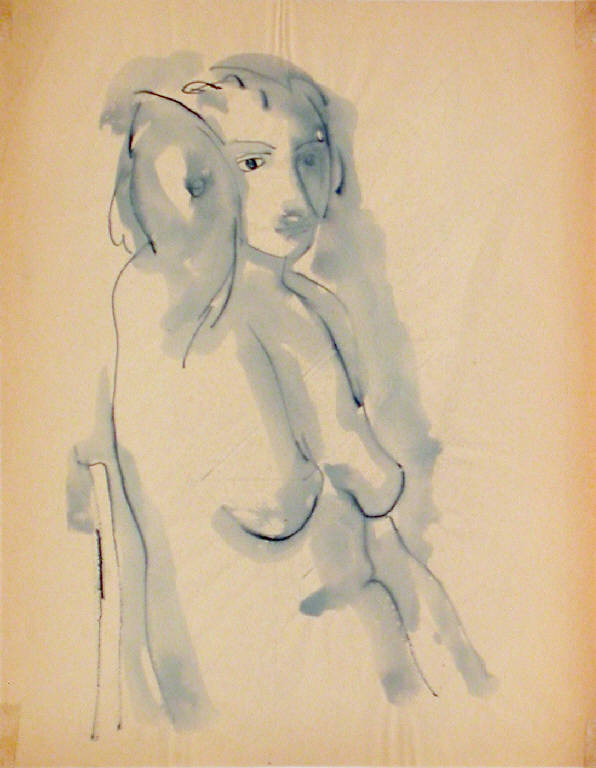 Senza titolo, Figura femminile nuda (disegno) di Crippa Luca (sec. XX)